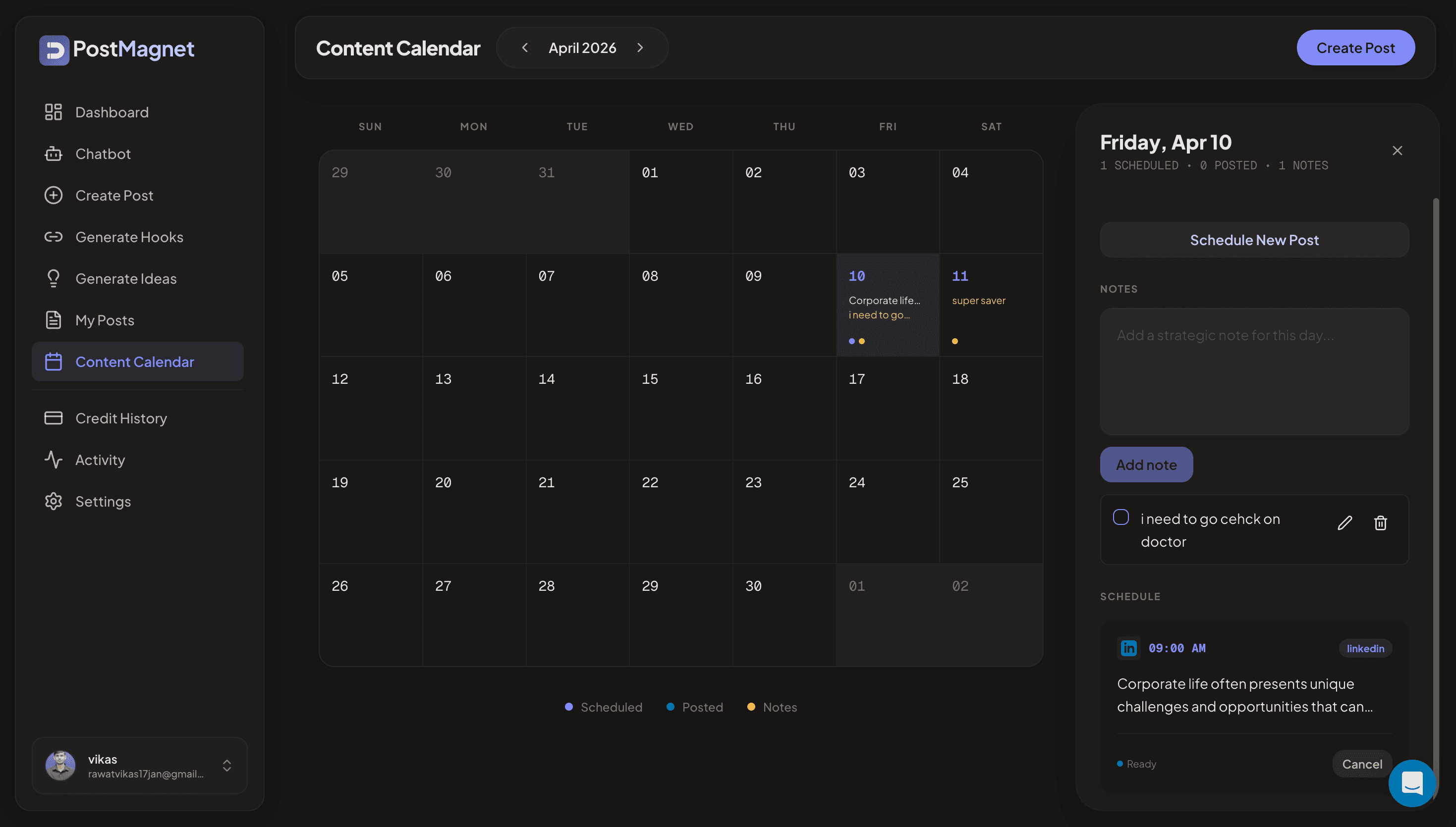 PostMagnet — Content calendar